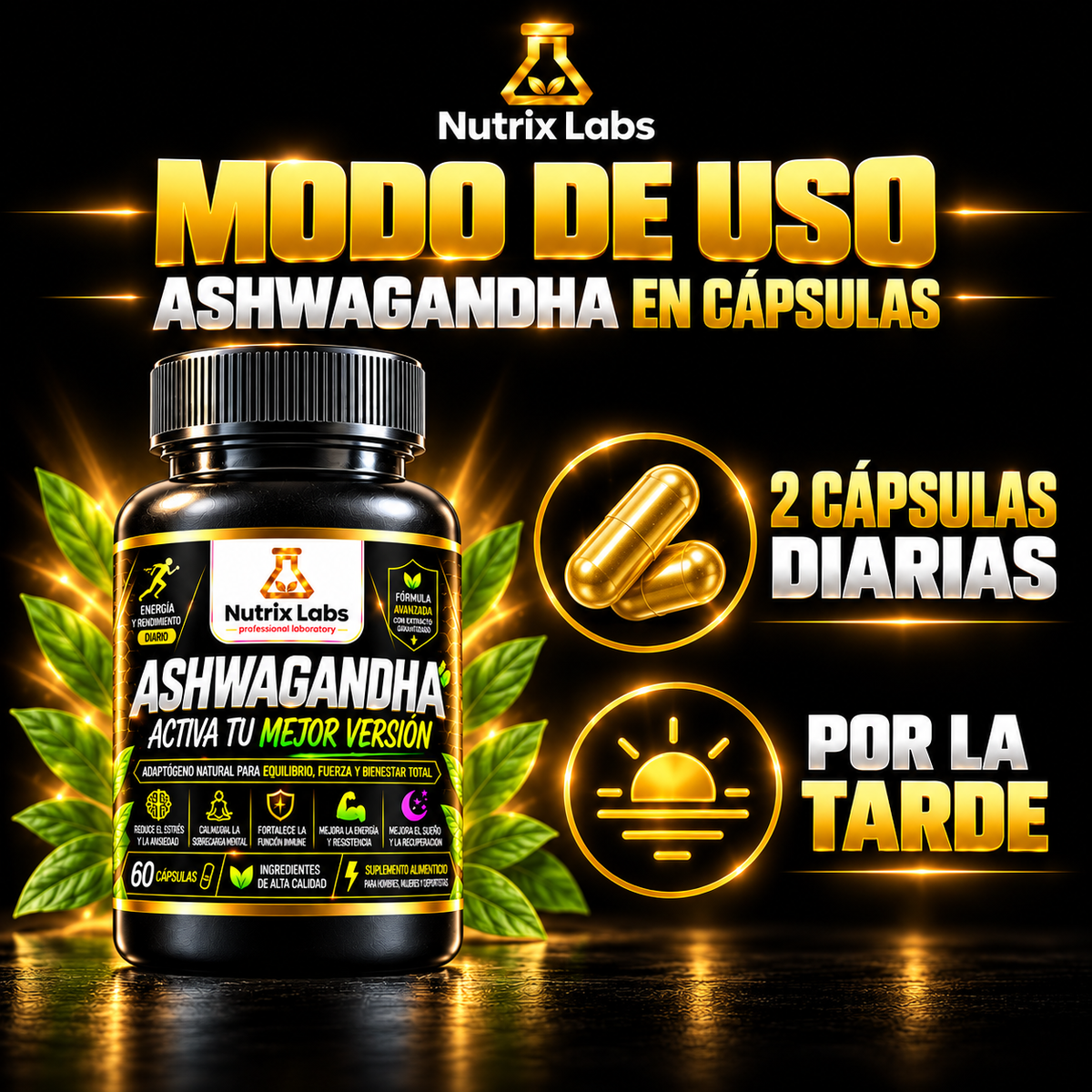 CÁPSULAS DE ASHWAGANDHA | NUTRIX LABS