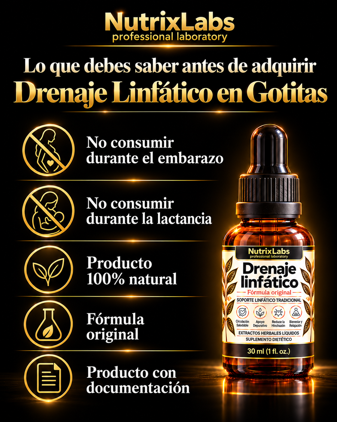 GOTAS PARA DRENAJE LINFÁTICO | FÓRMULA ORIGINAL DE NUTRIX LABS