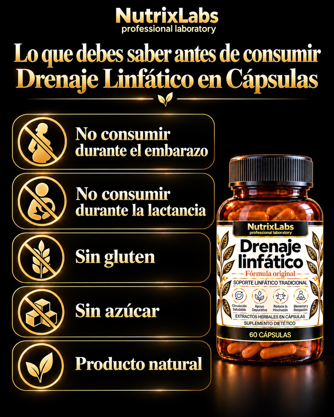CÁPSULAS DE DRENAJE LINFÁTICO | FÓRMULA ORIGINAL NUTRIX LABS