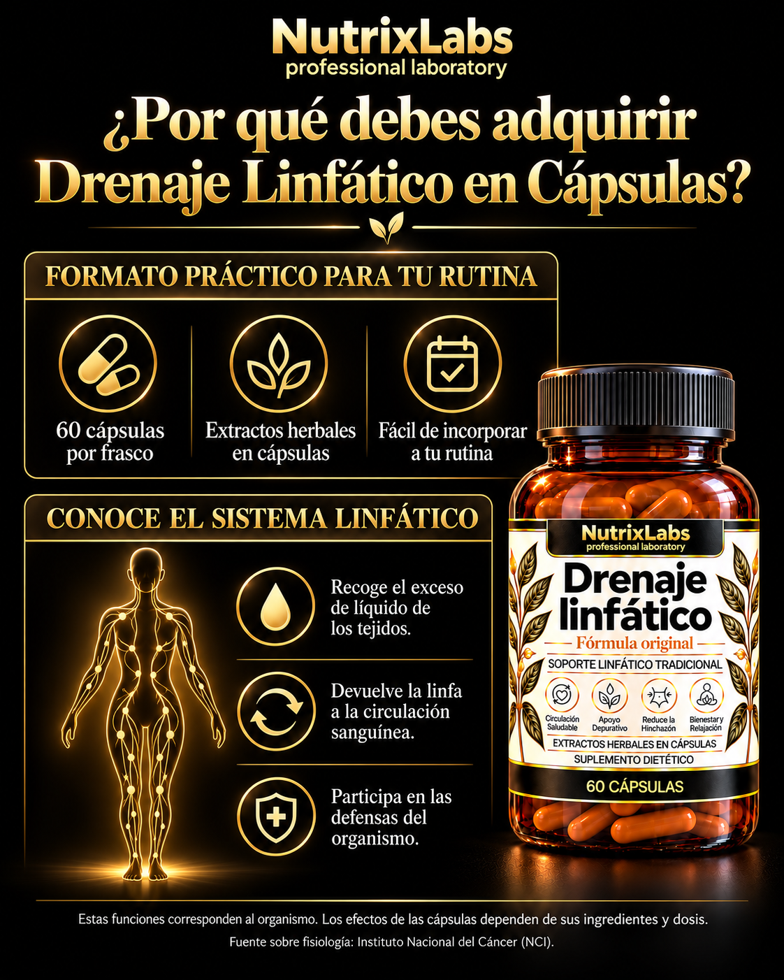 CÁPSULAS DE DRENAJE LINFÁTICO | FÓRMULA ORIGINAL NUTRIX LABS