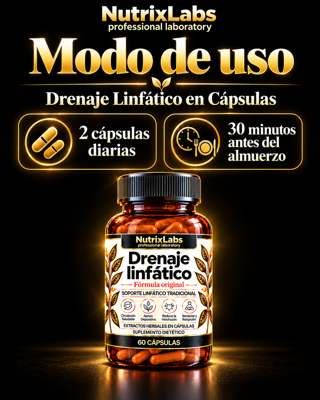CÁPSULAS DE DRENAJE LINFÁTICO | FÓRMULA ORIGINAL NUTRIX LABS