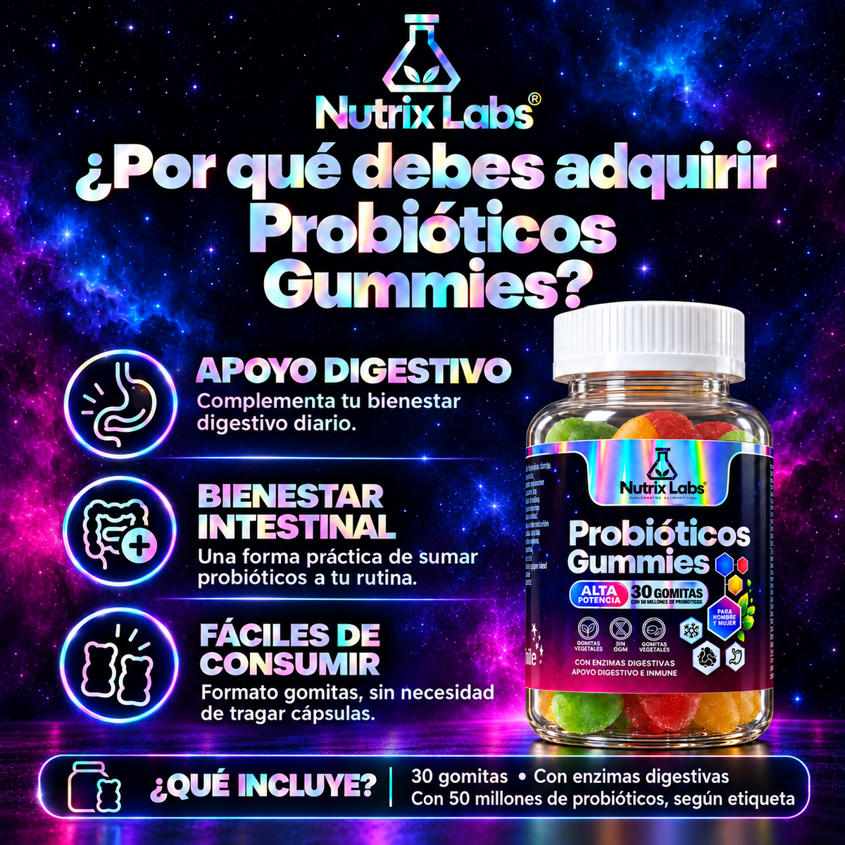 GOMITAS DE PROBIÓTICOS | NUTRIX LABS