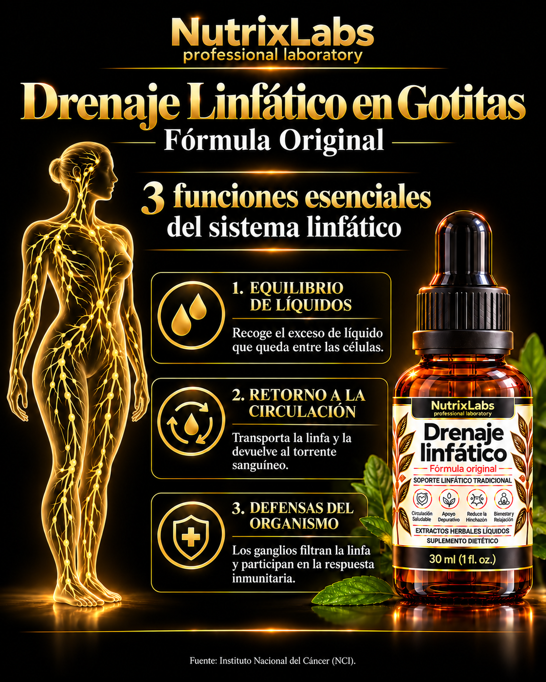 GOTAS PARA DRENAJE LINFÁTICO | FÓRMULA ORIGINAL DE NUTRIX LABS