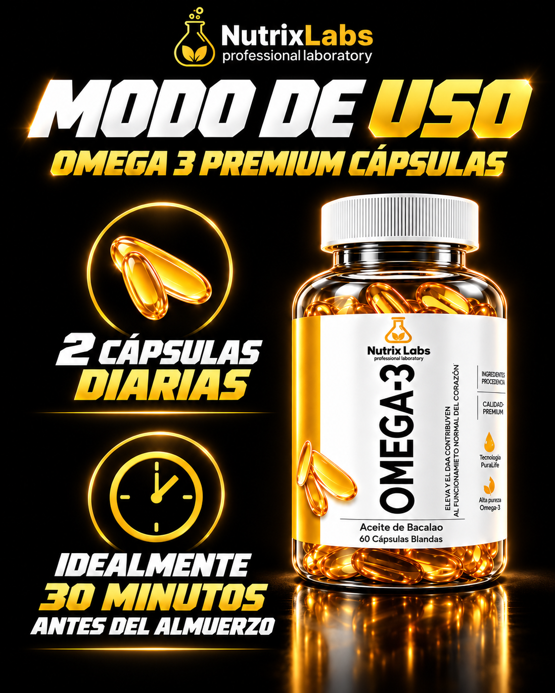 CÁPSULAS DE OMEGA 3 | NUTRIX LABS