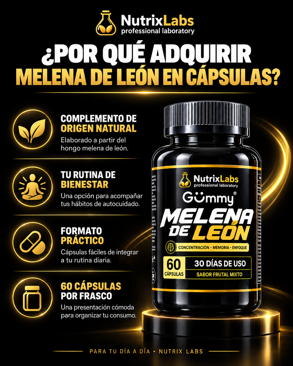 CÁPSULAS DE MELENA DE LEÓN | NUTRIX LABS
