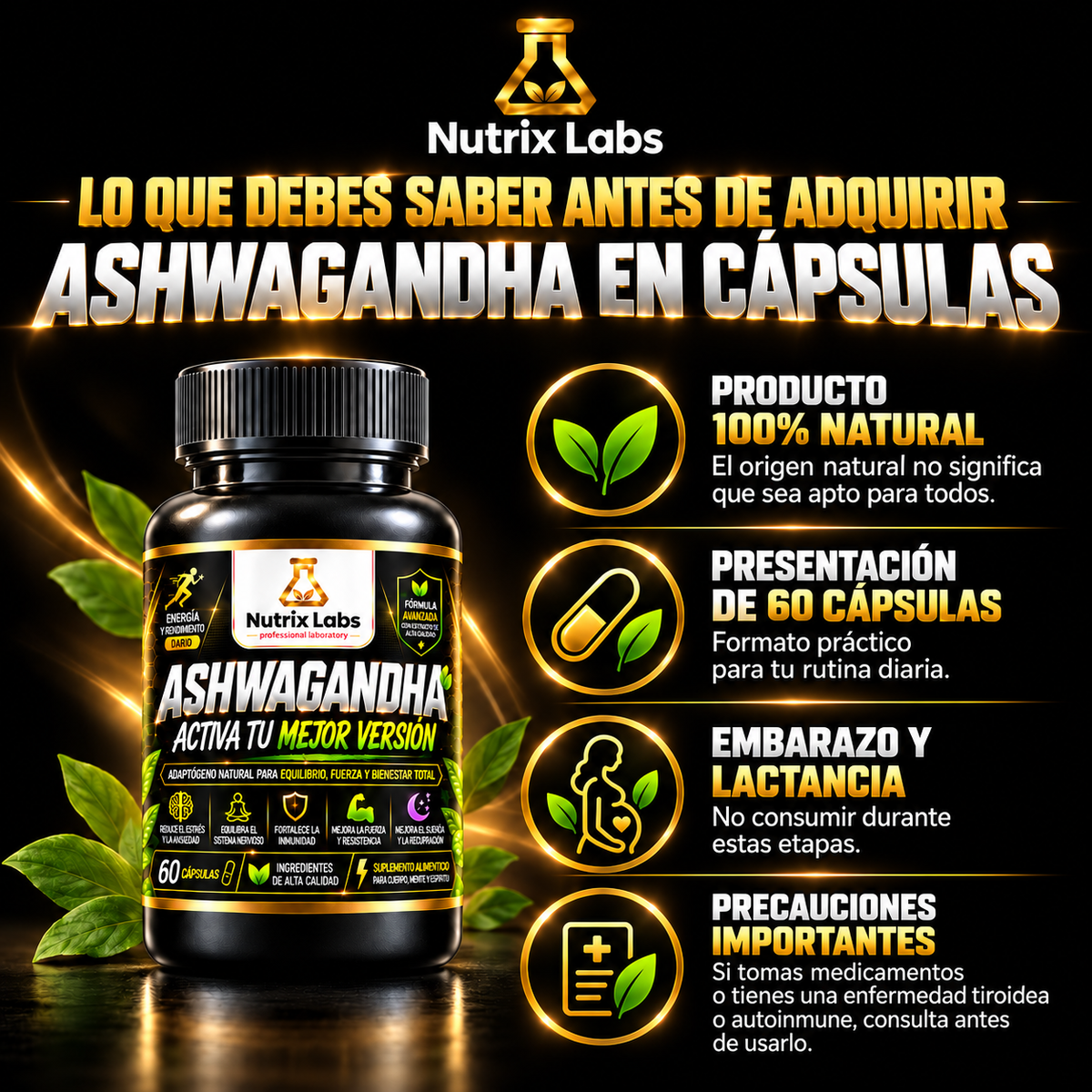 CÁPSULAS DE ASHWAGANDHA | NUTRIX LABS